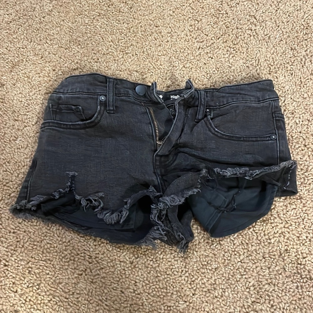 Black ripped jean shorts